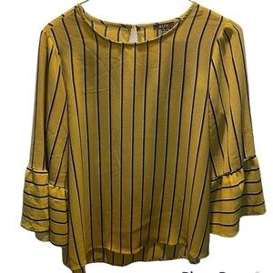 AUW Shirt Mustard Yellow & Black Striped Top M